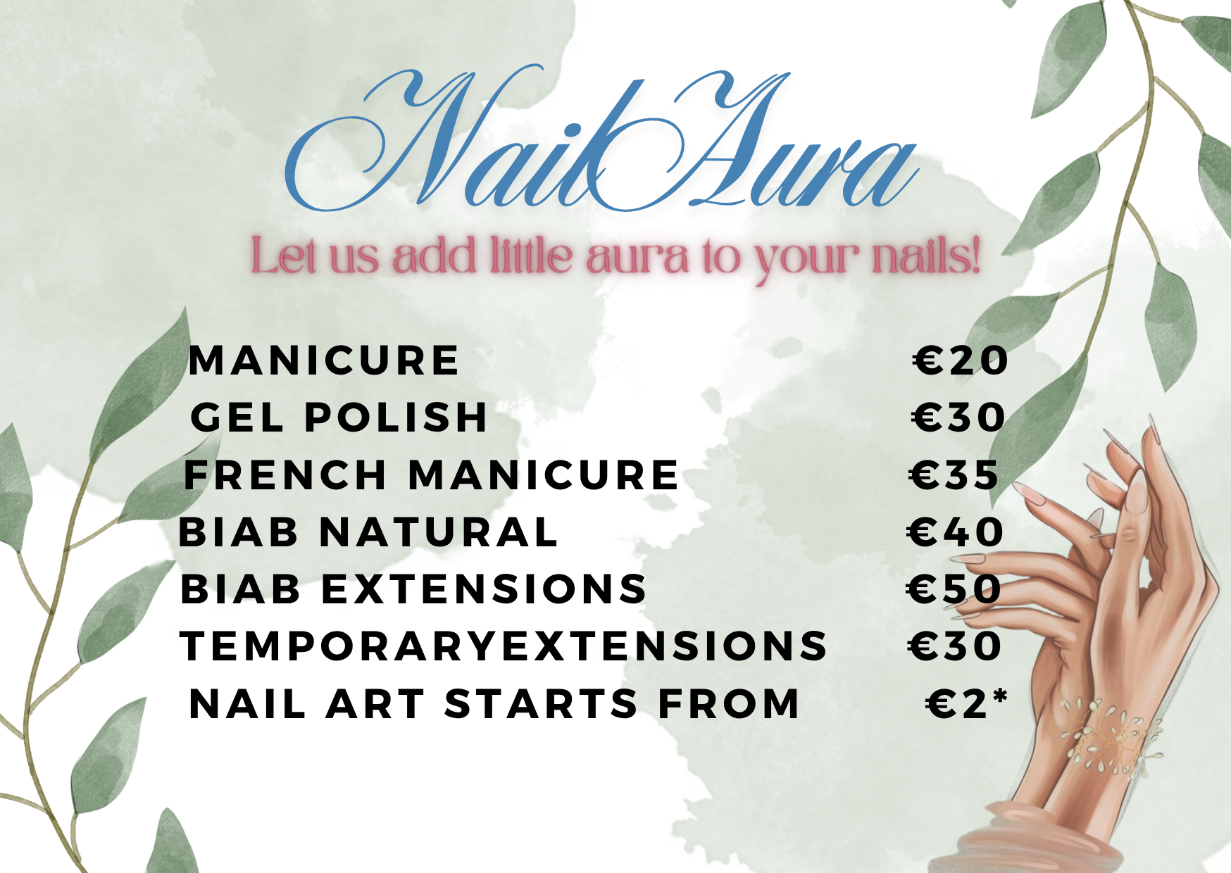 NailAura price list
